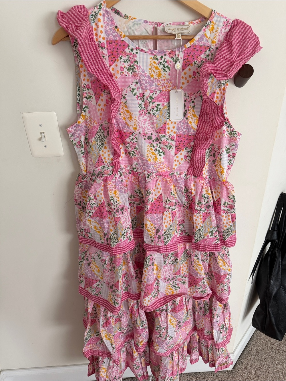 NWT Simply Southern Breezy Pink Patchwork Dress